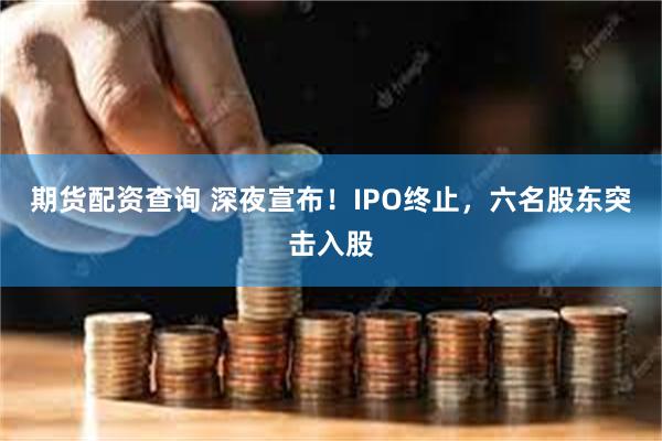 期货配资查询 深夜宣布！IPO终止，六名股东突击入股